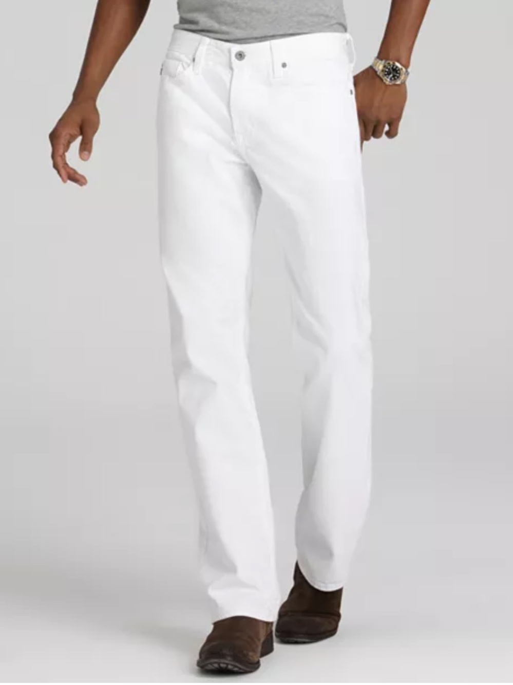 AG Adriano Goldschmied Matchbox Slim Fit Men's White Straight-Leg Jeans size 33